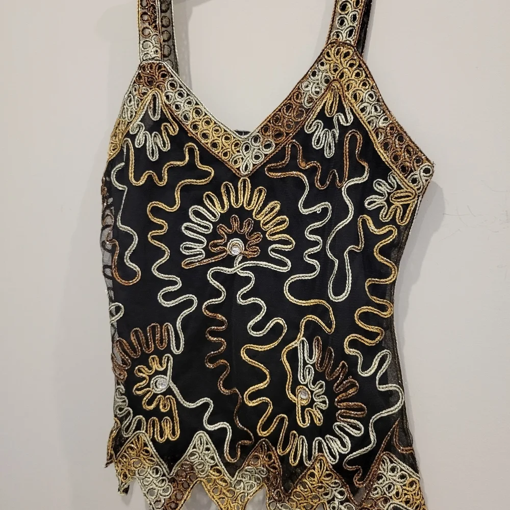 Womans Sparkly Top By Pinkbee Gold Silver And Glittering Gems - Picture 10 of 10